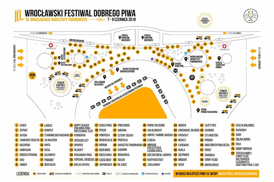 Plan stoisk Wrocławskiego Festiwalu Dobrego Piwa